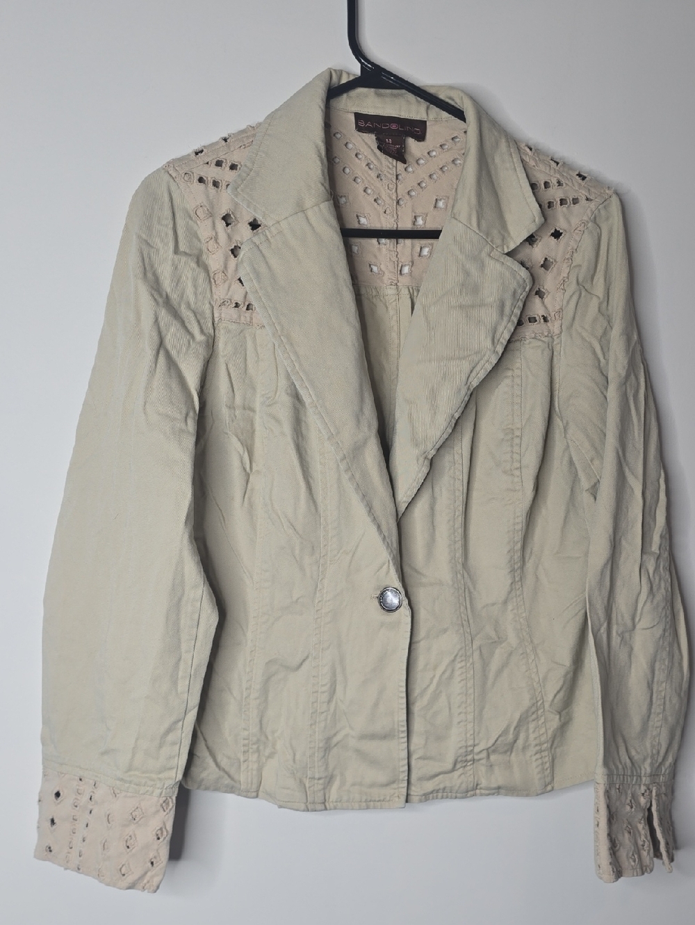 Vintage Beige Cutout Detail Lightweight Jacket – Boho Chic Blazer